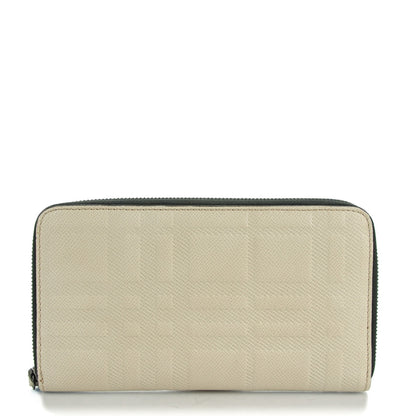 Burberry Check Calfskin Embossed Zip Around Wallet Pale Grey 1 of 7