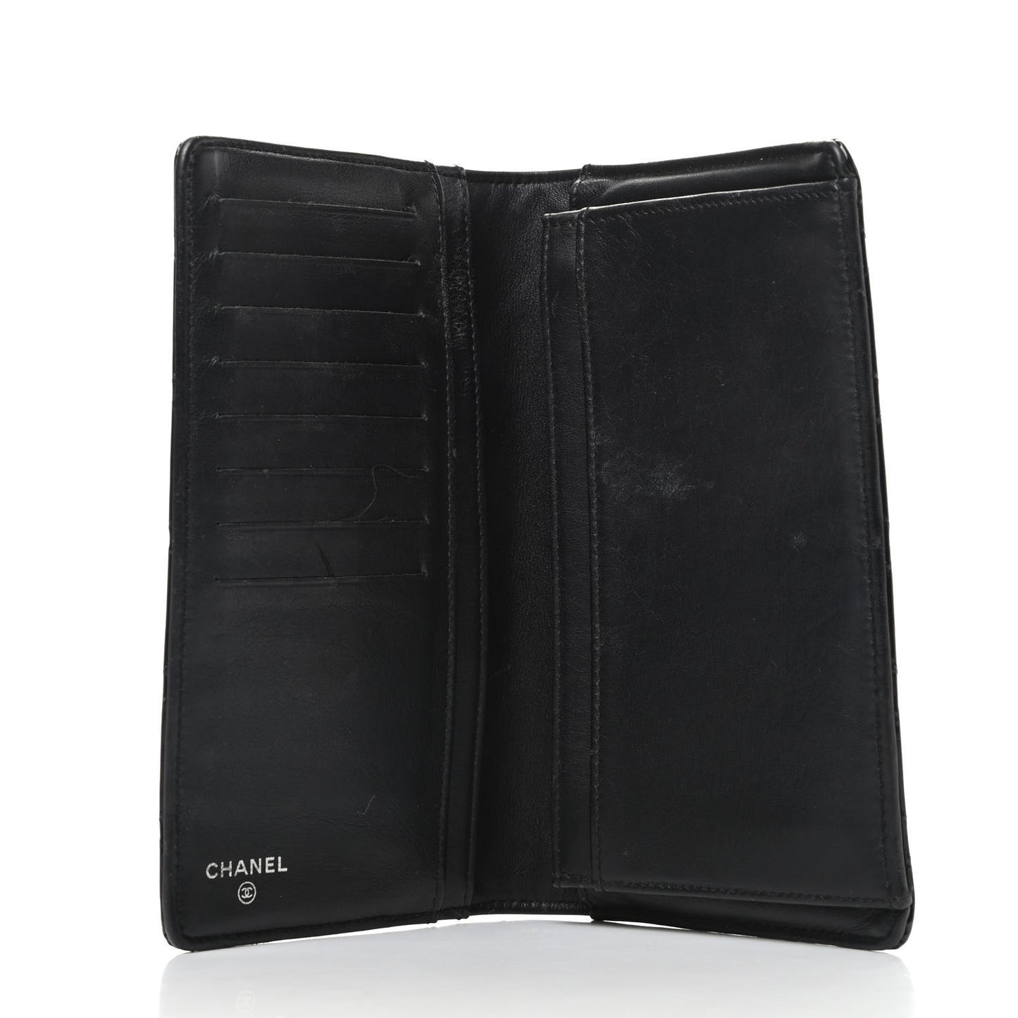 Patent Quilted Brilliant Yen Wallet Black