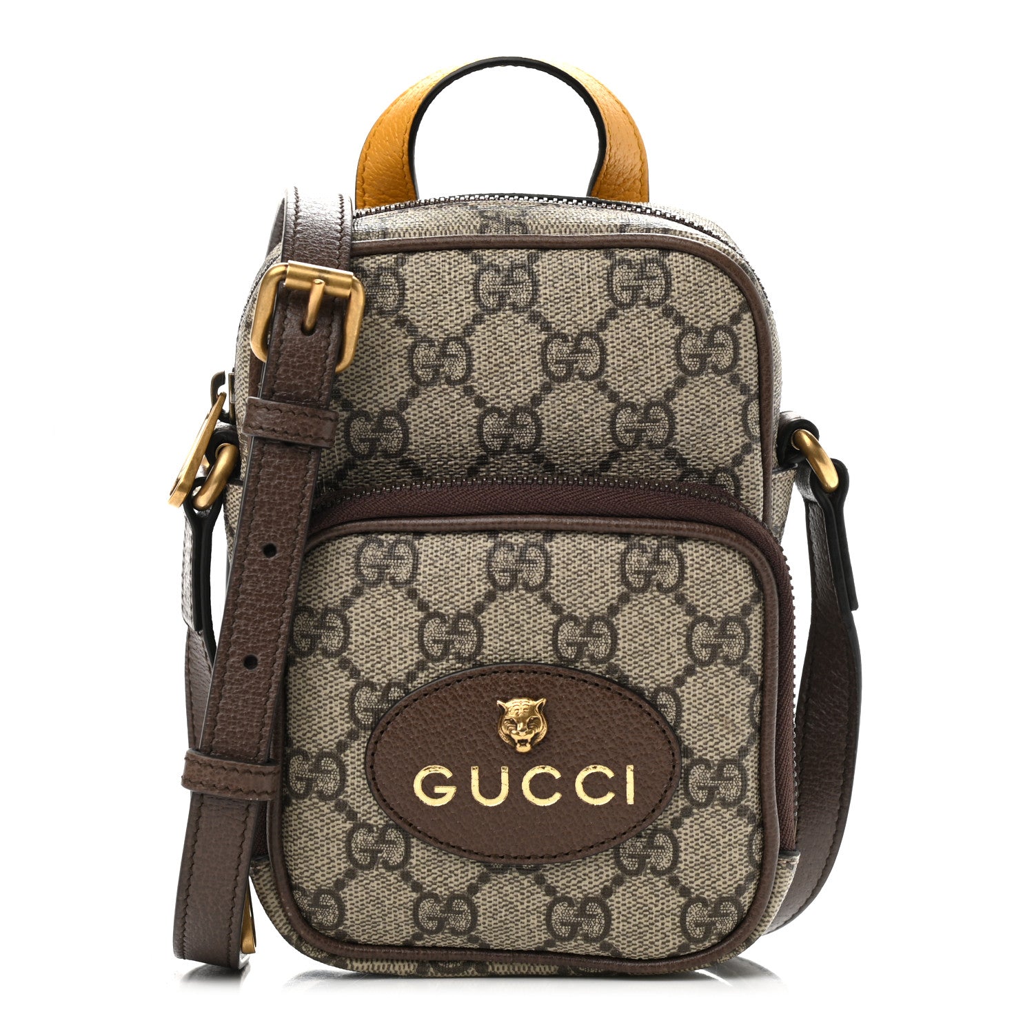 Gucci GG Supreme Monogram Mini Neo Vintage Double Zip Messenger Bag Beige New Acero Crop 1 of 12