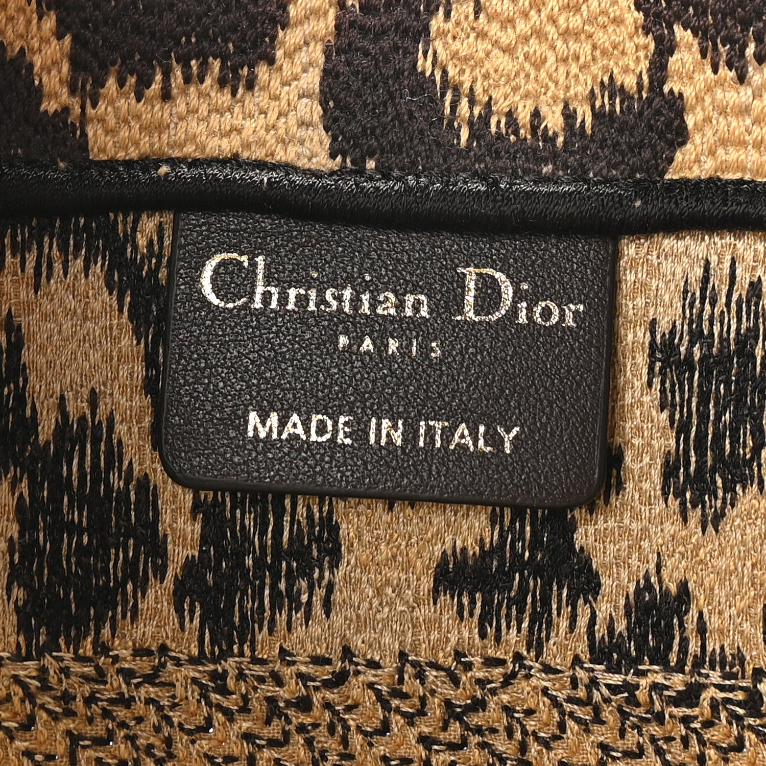 Christian Dior Canvas Mizza Embroidered Small Leopard Book Tote Beige 6 of 10