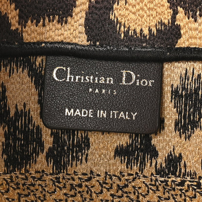 Christian Dior Canvas Mizza Embroidered Small Leopard Book Tote Beige 6 of 10
