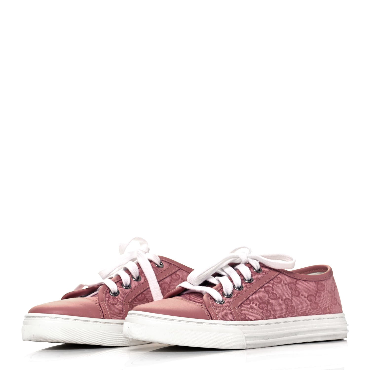 Gucci GG Monogram Calfskin Womens Low Top Sneakers 35 Pink Soft Pink 3 of 7