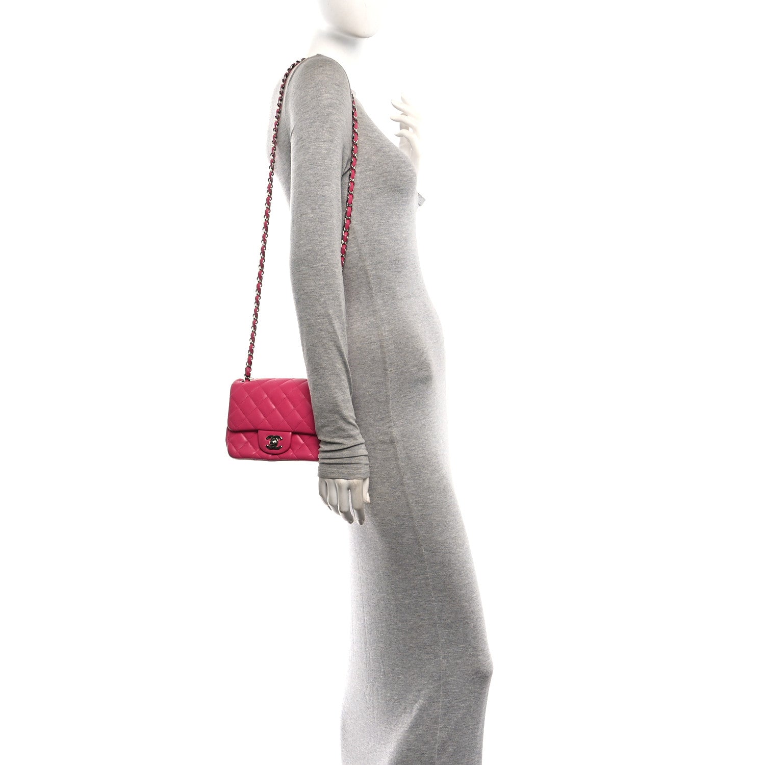 Chanel Lambskin Quilted Mini Square Flap Dark Pink 2 of 11