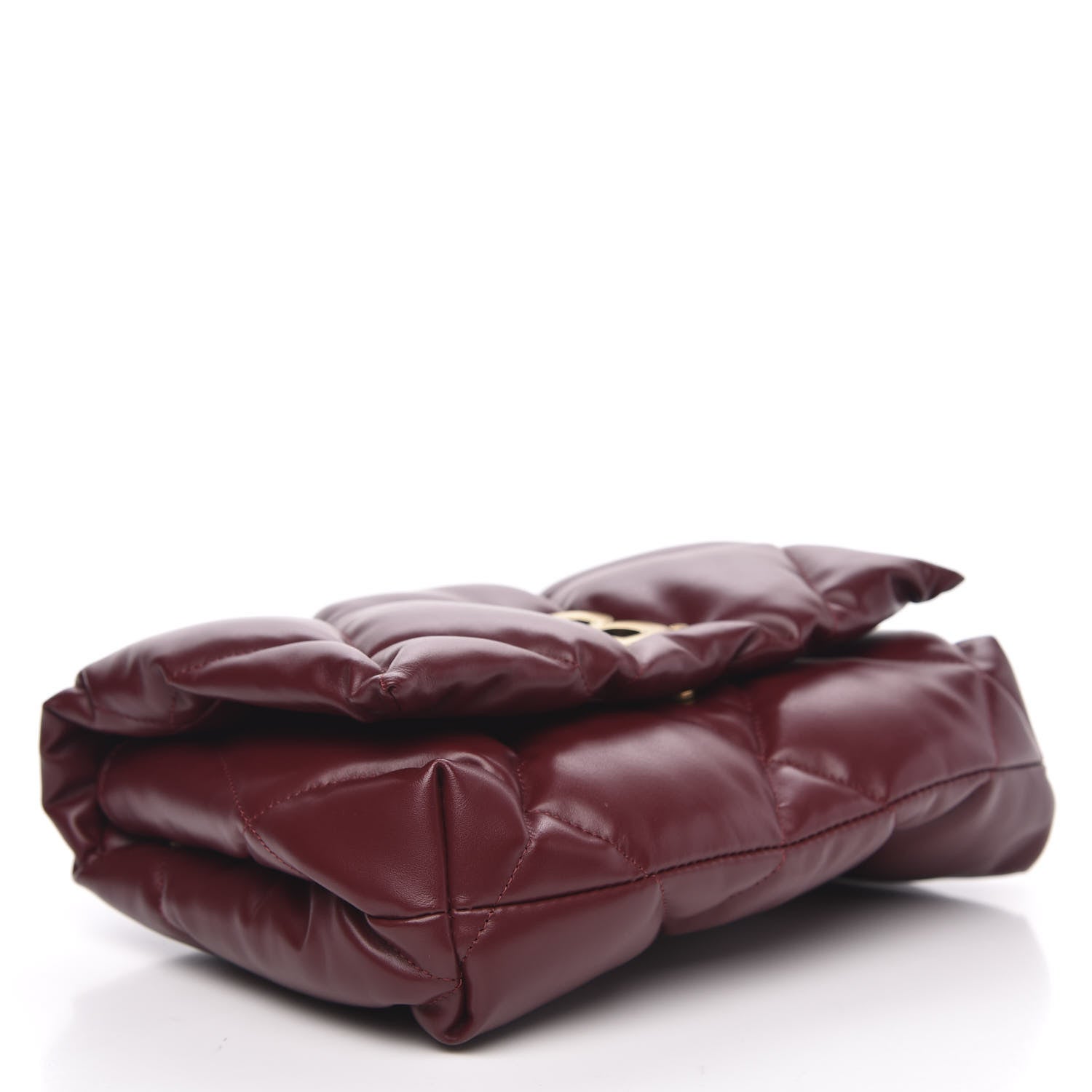 Balenciaga Nappa Calfskin Quilted Touch B Puffy Clutch Dark Red 4 of 9