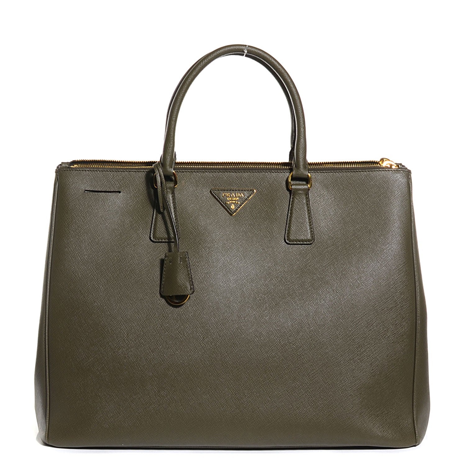 Prada Saffiano Lux Extra Large Galleria Double Zip Tote Militare 1 of 10