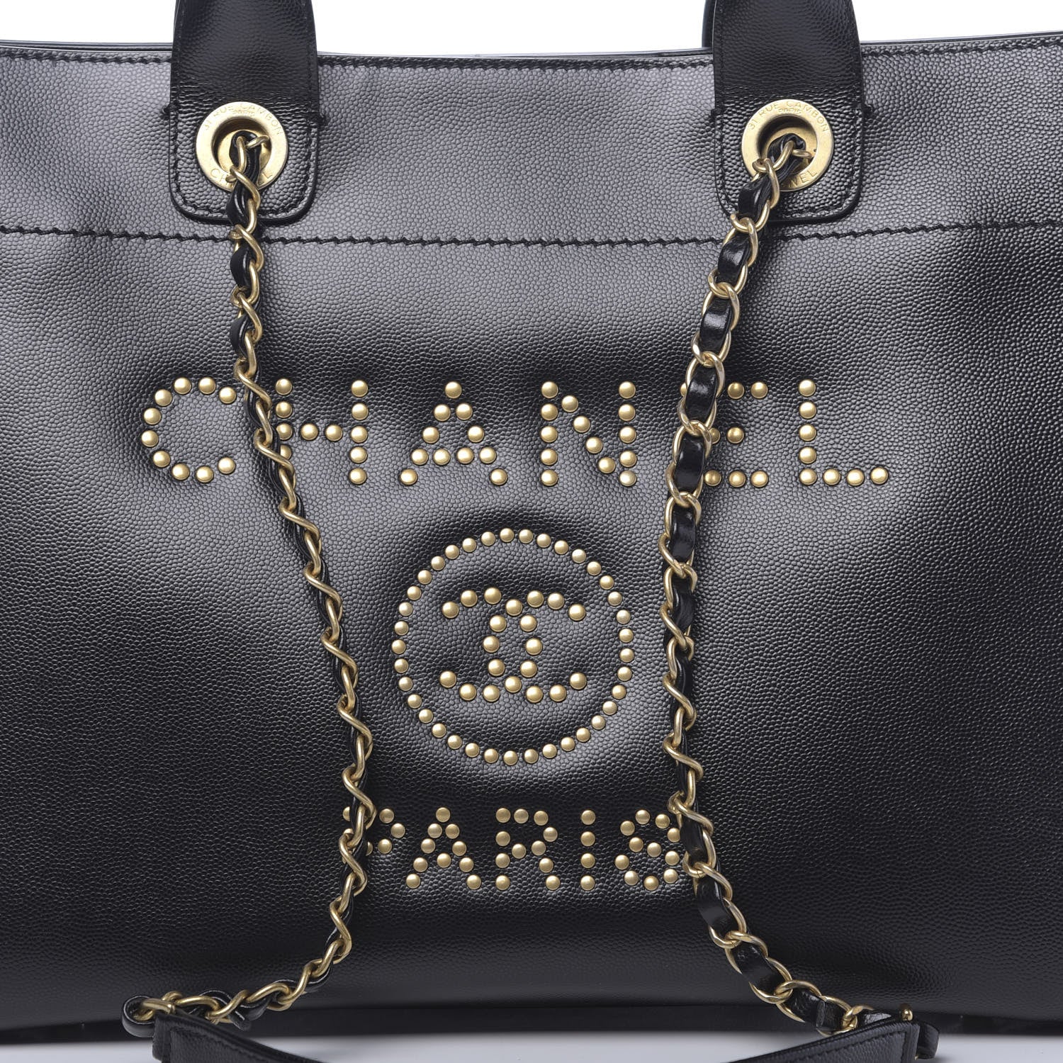 Chanel Caviar Small Studded Deauville Tote Black 8 of 11