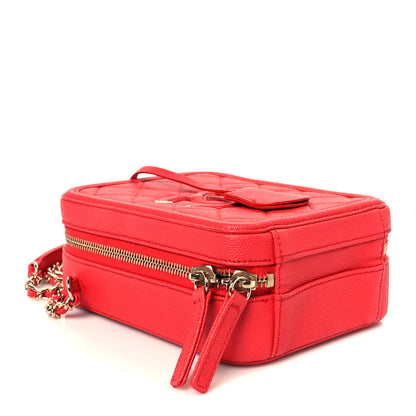 Chanel Caviar Quilted CC North South Filigree Vanity Case Red 4 of 10