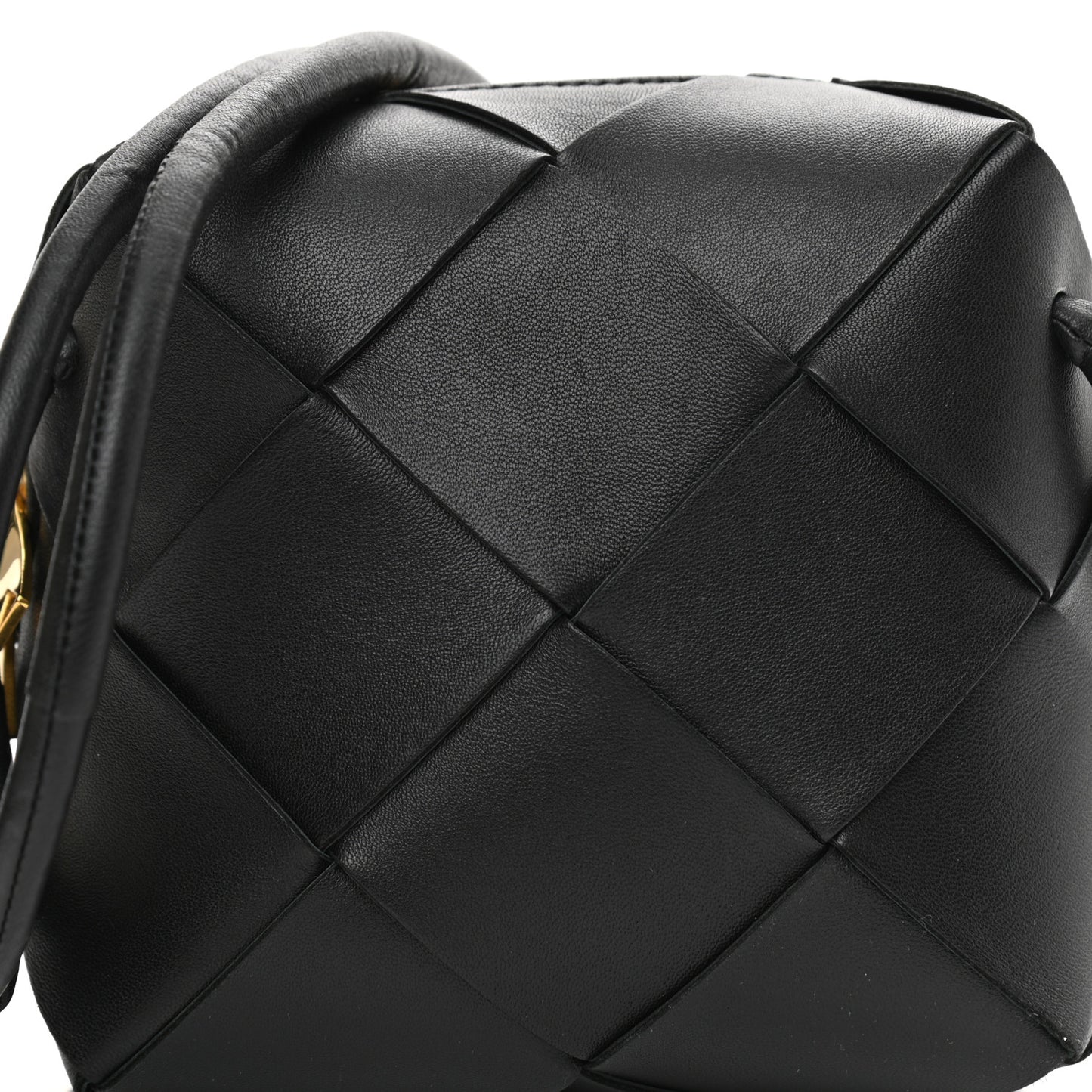 Lambskin Maxi Intrecciato Mini Cassette Camera Bag Black