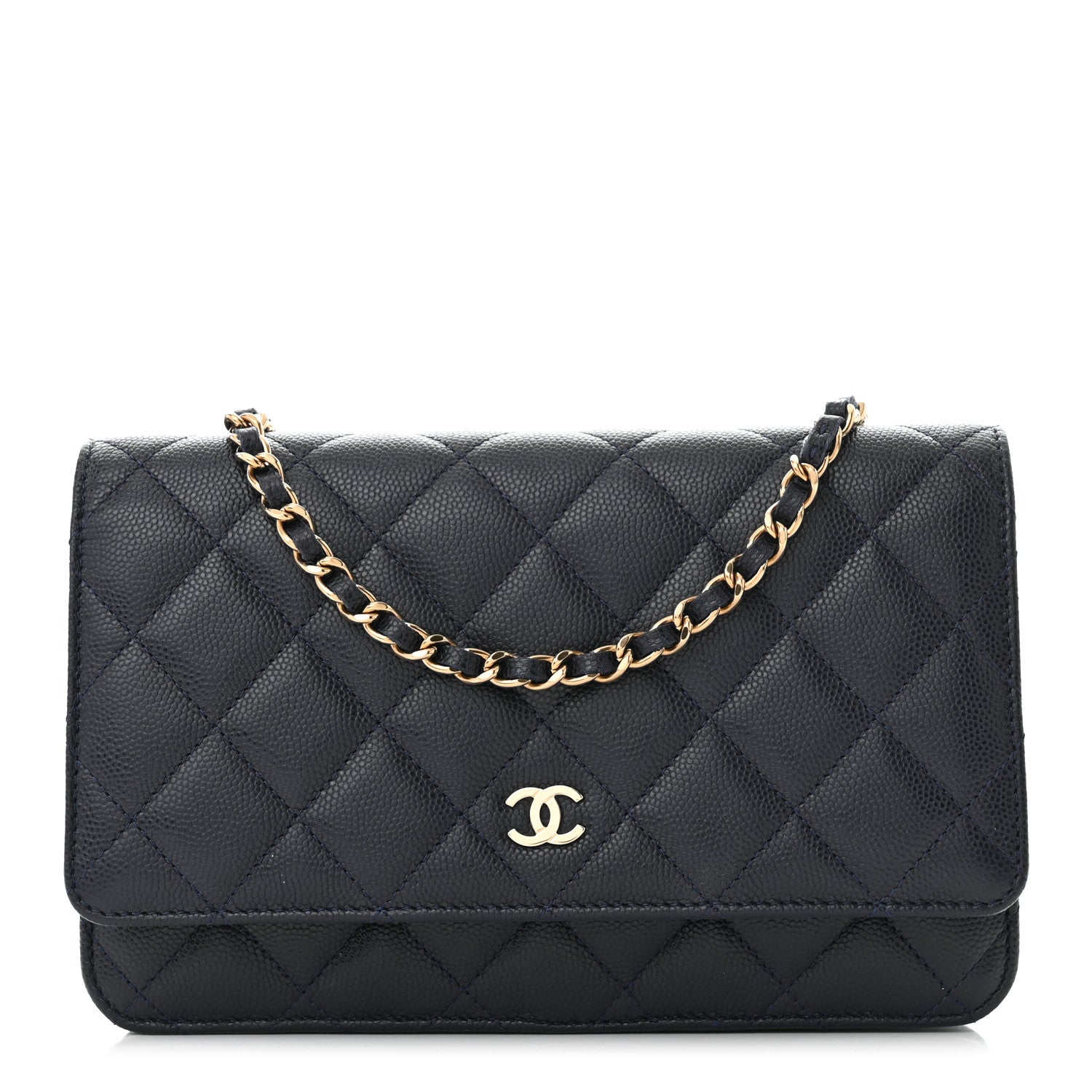 Chanel Caviar Quilted Wallet on Chain WOC Navy Blue 1 of 11