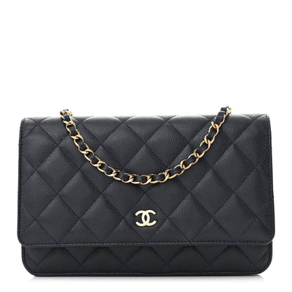Chanel Caviar Quilted Wallet on Chain WOC Navy Blue 1 of 11