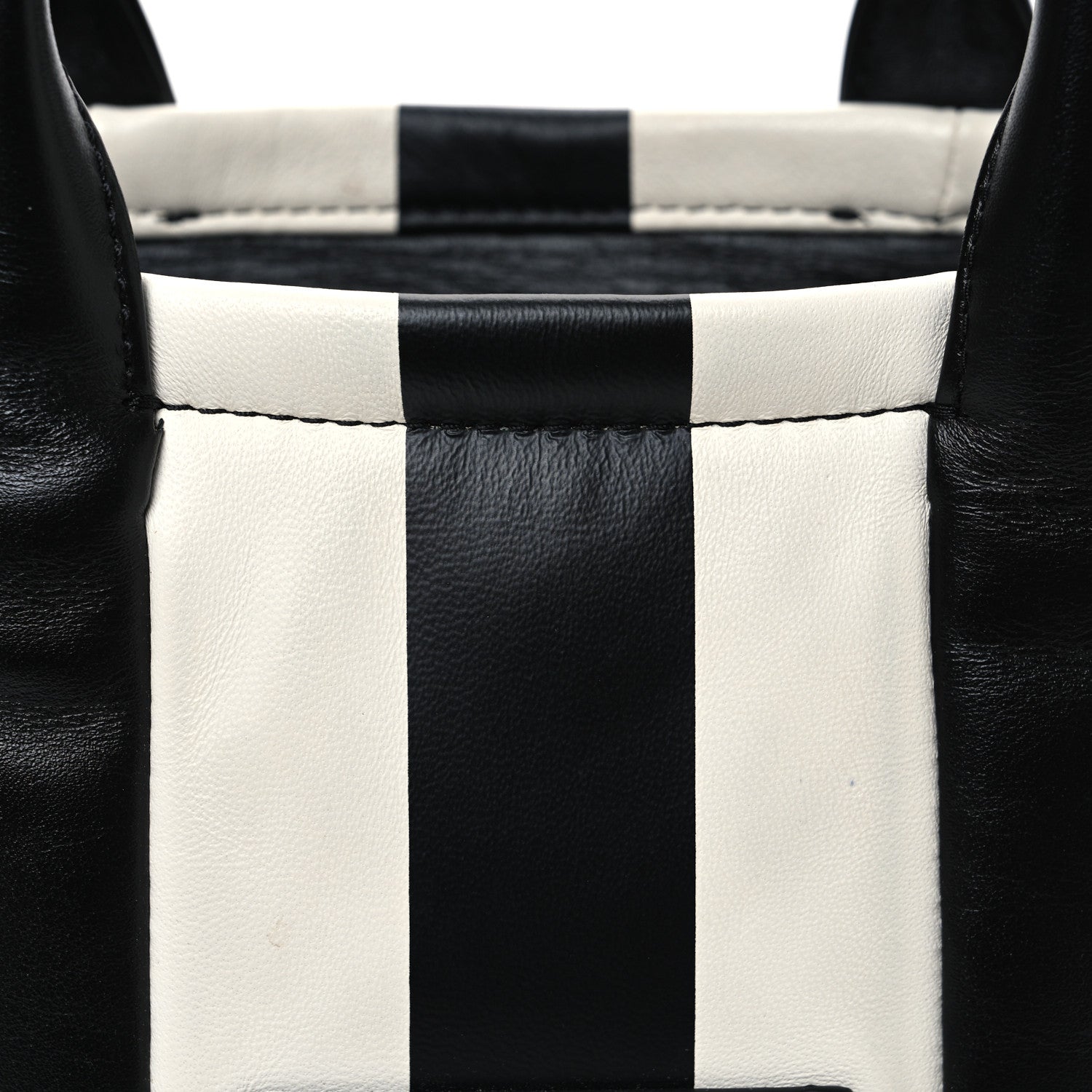 Marc Jacobs Calfskin Striped Small The Traveler Tote Bag Black White 9 of 11