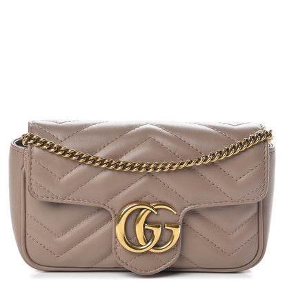 Gucci Calfskin Matelasse Super Mini GG Marmont Shoulder Bag Porcelain Rose 1 of 11