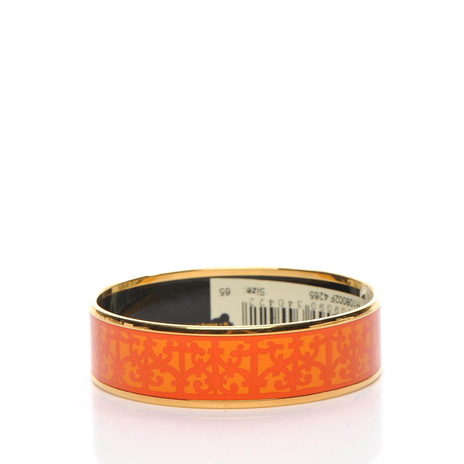 Hermes Enamel Printed Wide Balcons du Guadalquivir Bracelet 65 Promenade Orange 3 of 5