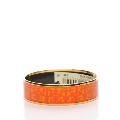 Hermes Enamel Printed Wide Balcons du Guadalquivir Bracelet 65 Promenade Orange 3 of 5
