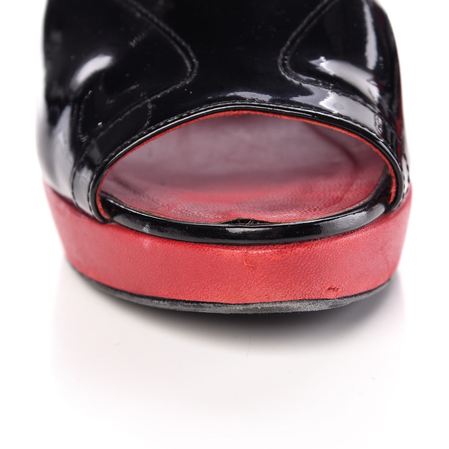 Patent Wedge Sandals 37 Black Red