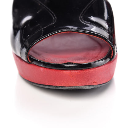 Chanel Patent Wedge Sandals 37 Black Red 15 of 19