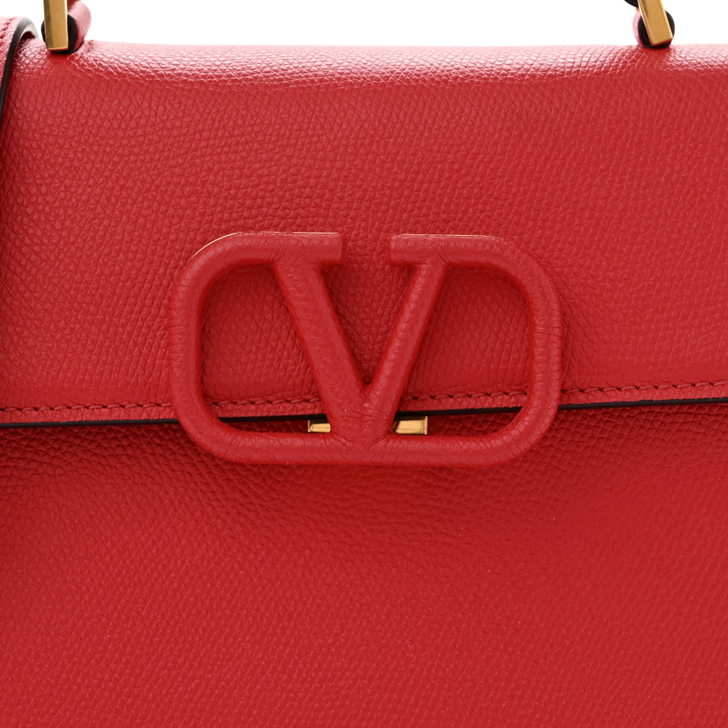 Grainy Calfskin Small VSling Top Handle Bag Rouge Pur Cerise
