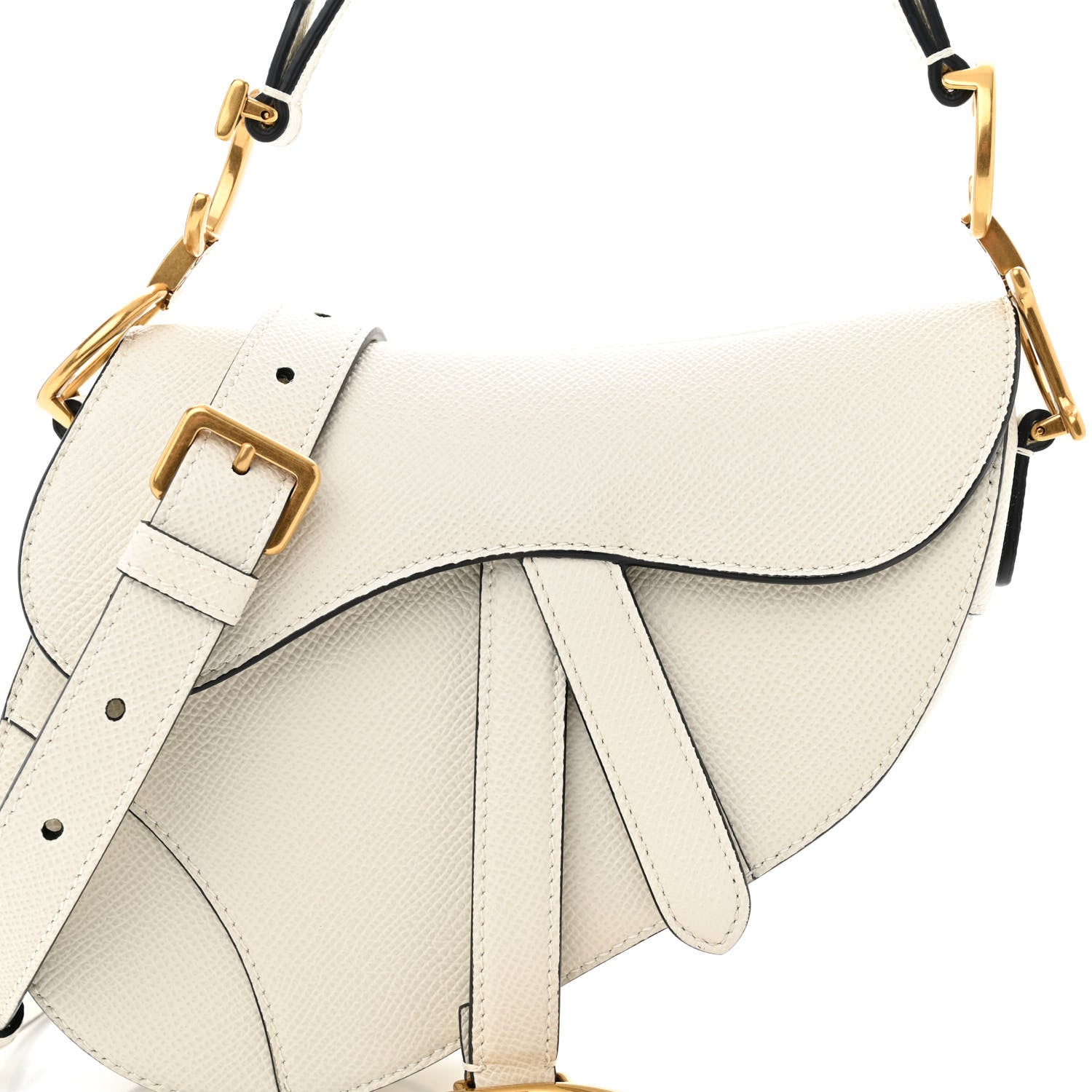 Christian Dior Grained Calfskin Mini Saddle Bag With Strap White 7 of 9