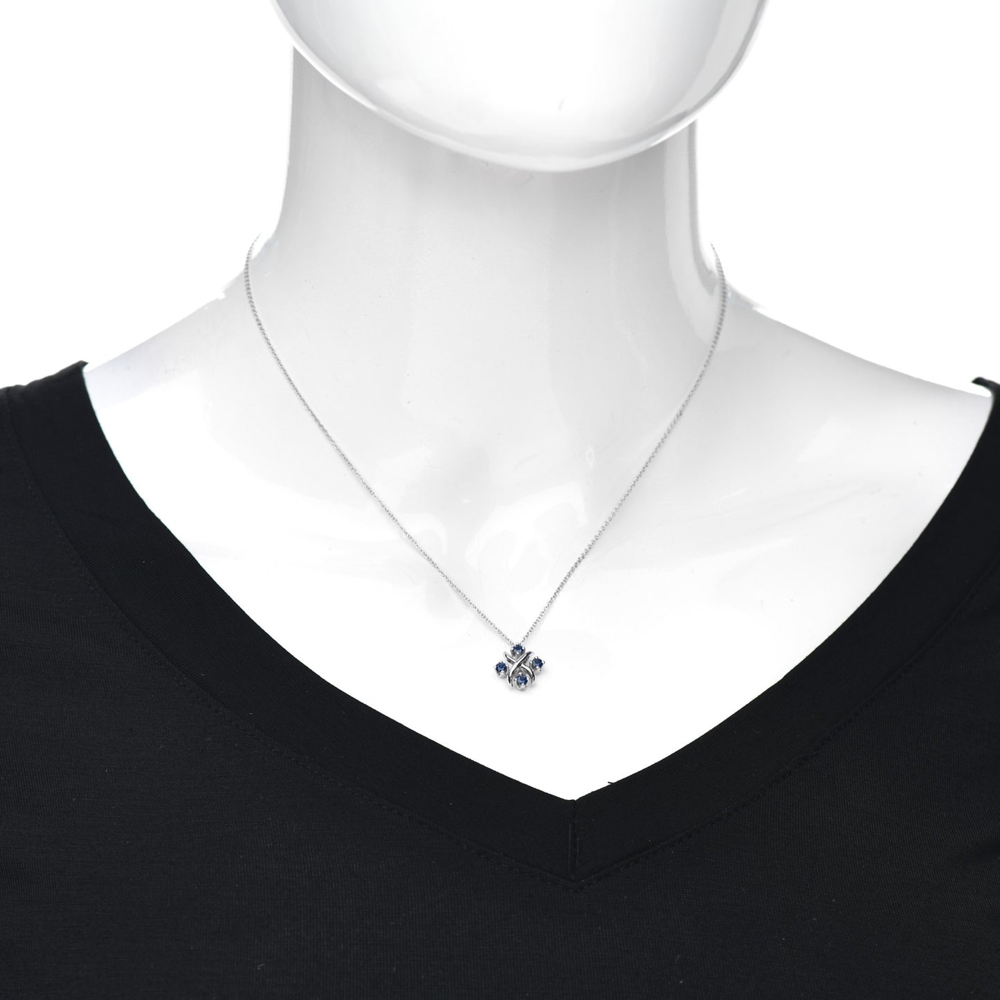Platinum Blue Sapphire Schlumberger Lynn Pendant Necklace