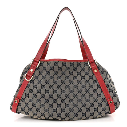 Gucci Monogram Medium Abbey Shoulder Bag Navy Red 1 of 16