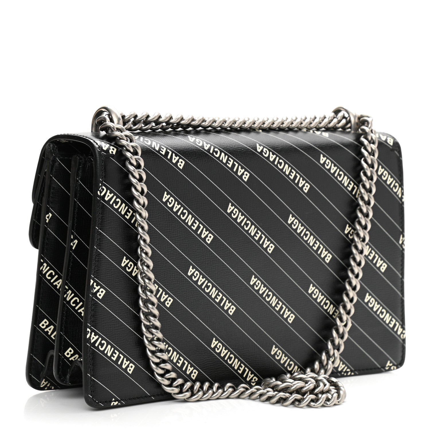 Gucci X BALENCIAGA Calfskin Logo Print Small Dionysus Shoulder Bag Black 3 of 11