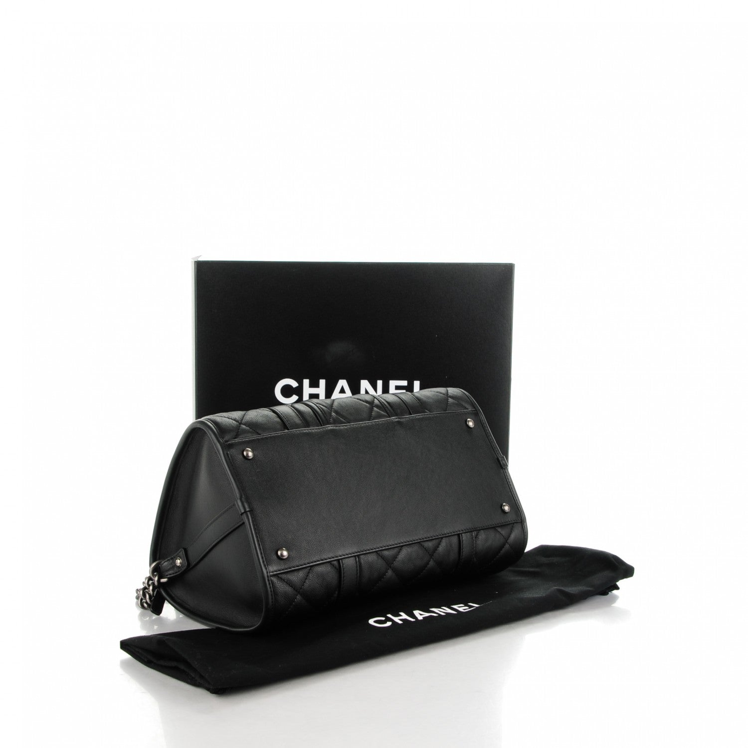 Chanel Calfskin Quilted Small Casual Riviera Bowling Bag Black 3 of 8