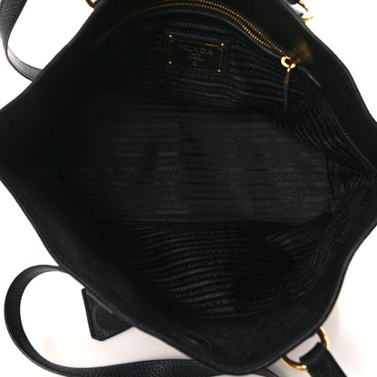 Prada Vitello Daino Embossed Logo Tote Black 5 of 16