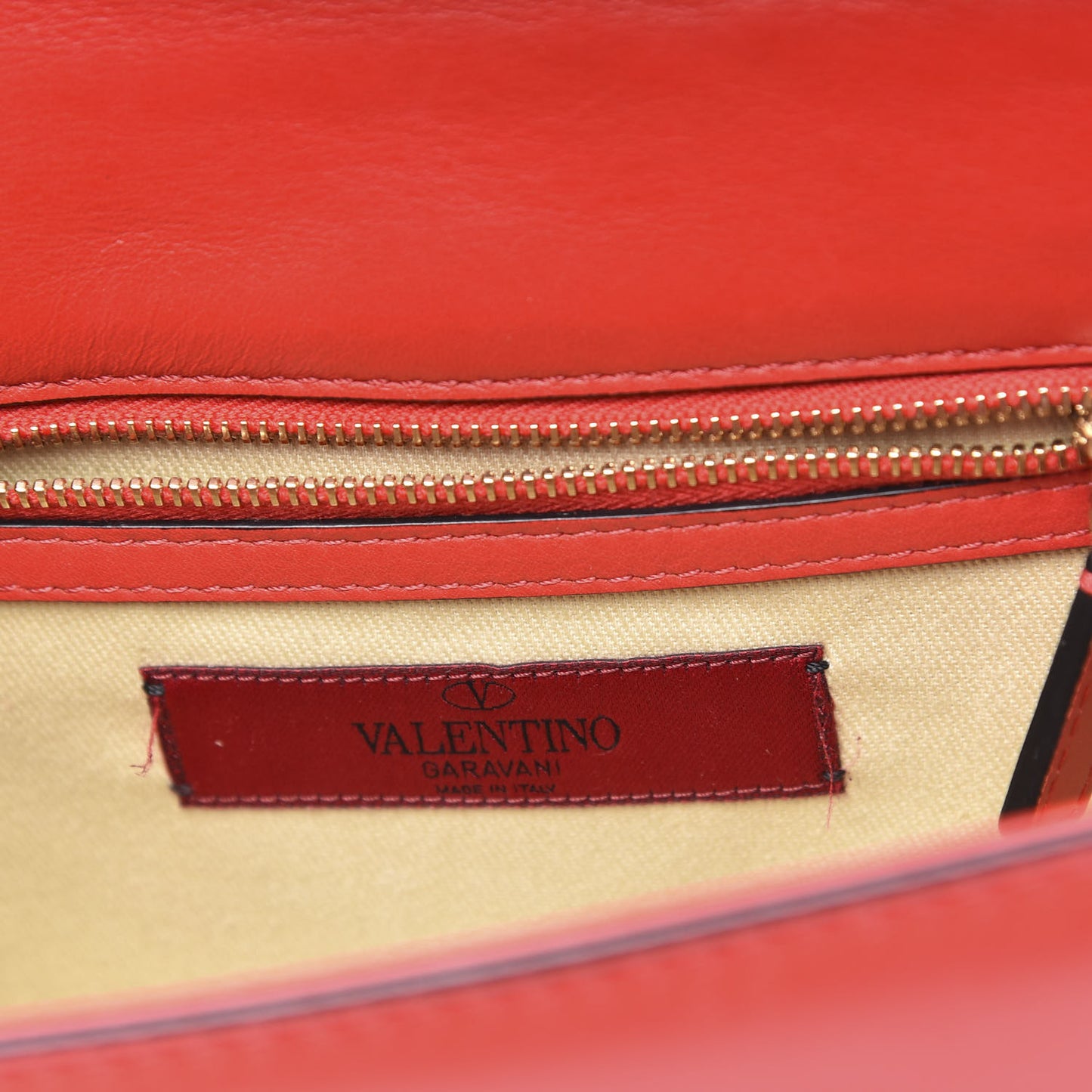 Vitello Small Glam Lock Rockstud Flap Red