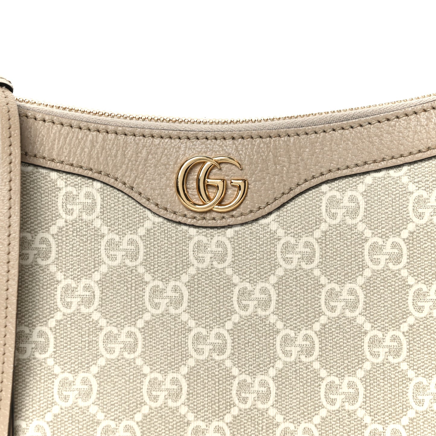 GG Supreme Monogram Textured Dollar Calfskin Small Ophidia Hobo Beige Mystic White Oatmeal