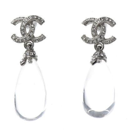 Chanel Ruthenium Crystal CC Drop Earrings Silver 1 of 4