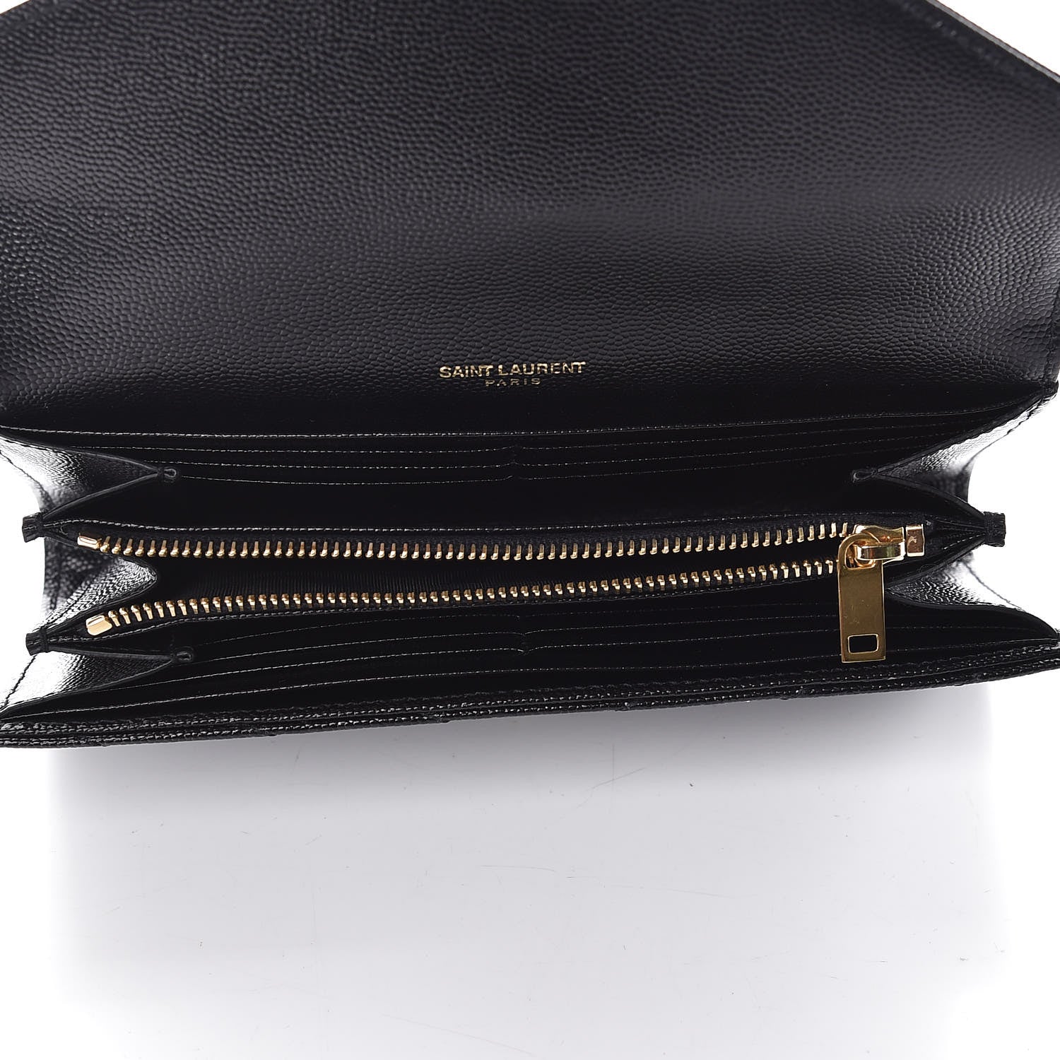 Saint Laurent Grain De Poudre Matelasse Chevron Monogram Flap Wallet Black 5 of 7