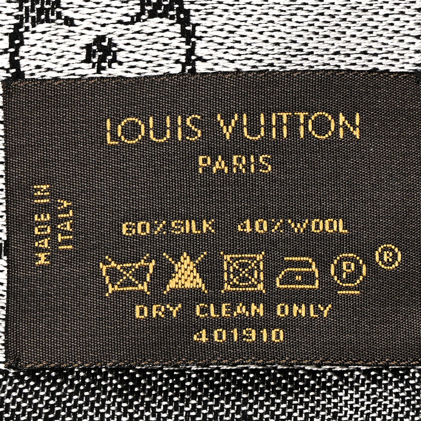 Silk Wool Monogram Denim Shawl Black