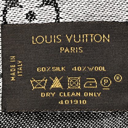 Louis Vuitton Silk Wool Monogram Denim Shawl Black 4 of 6
