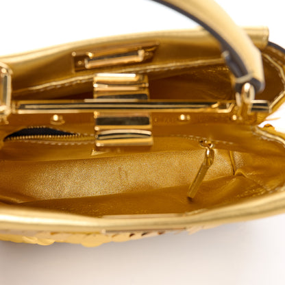 Fendi Sequin Vitello Catalan XS Peekaboo Iconic Satchel Gold 6 of 11
