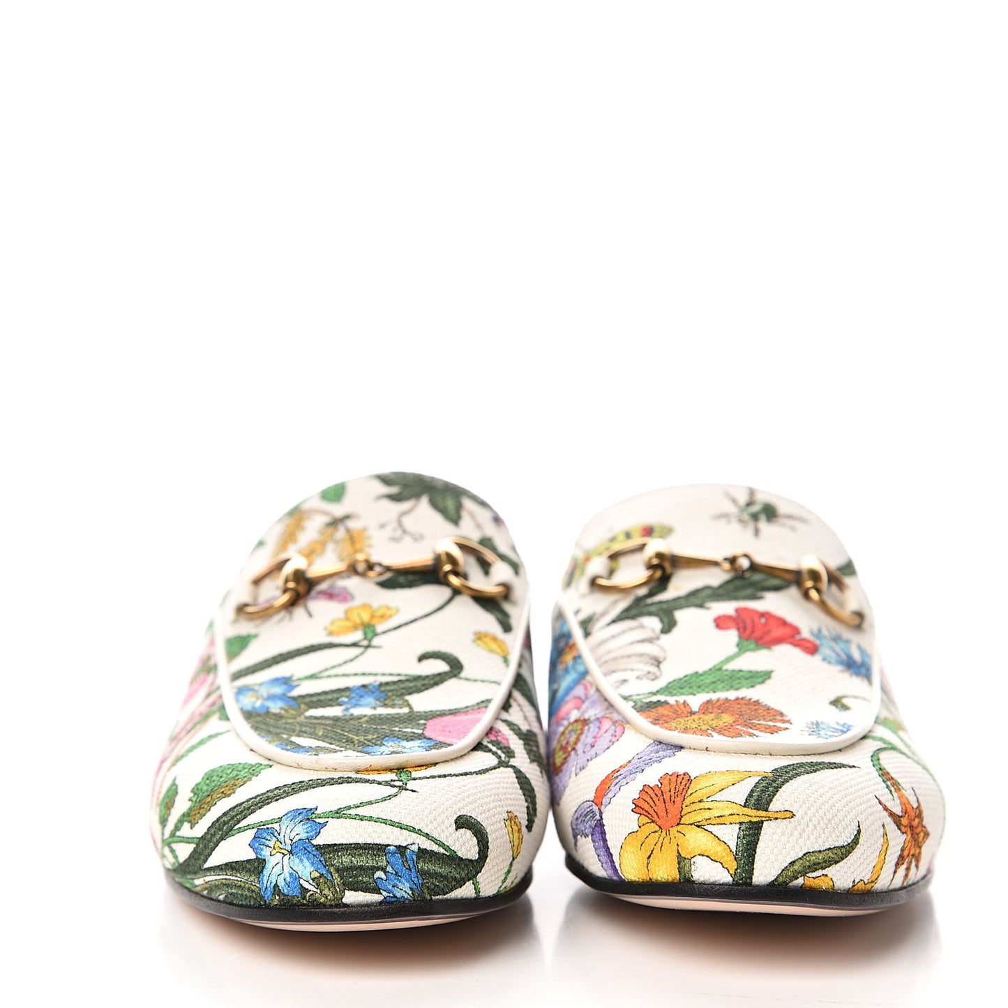 Canvas Flora Womens Princetown Slippers 36.5 White Multicolor