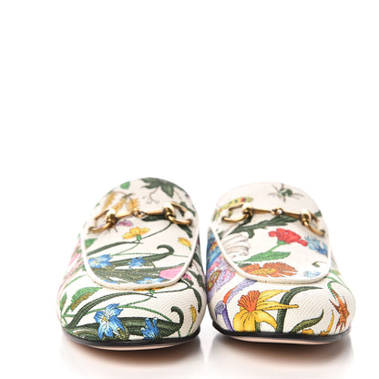 Gucci Canvas Flora Womens Princetown Slippers 36.5 White Multicolor 2 of 10