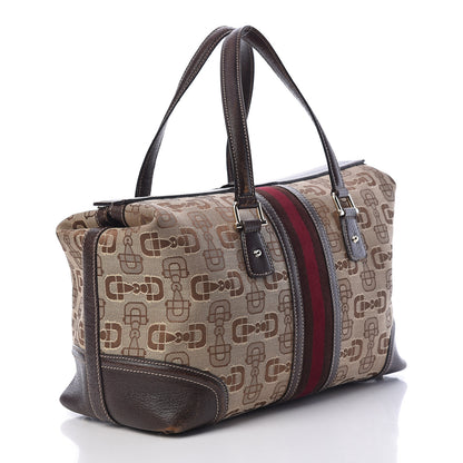 Gucci Horsebit Canvas Large Treasure Boston Tote Dark Brown 3 of 24