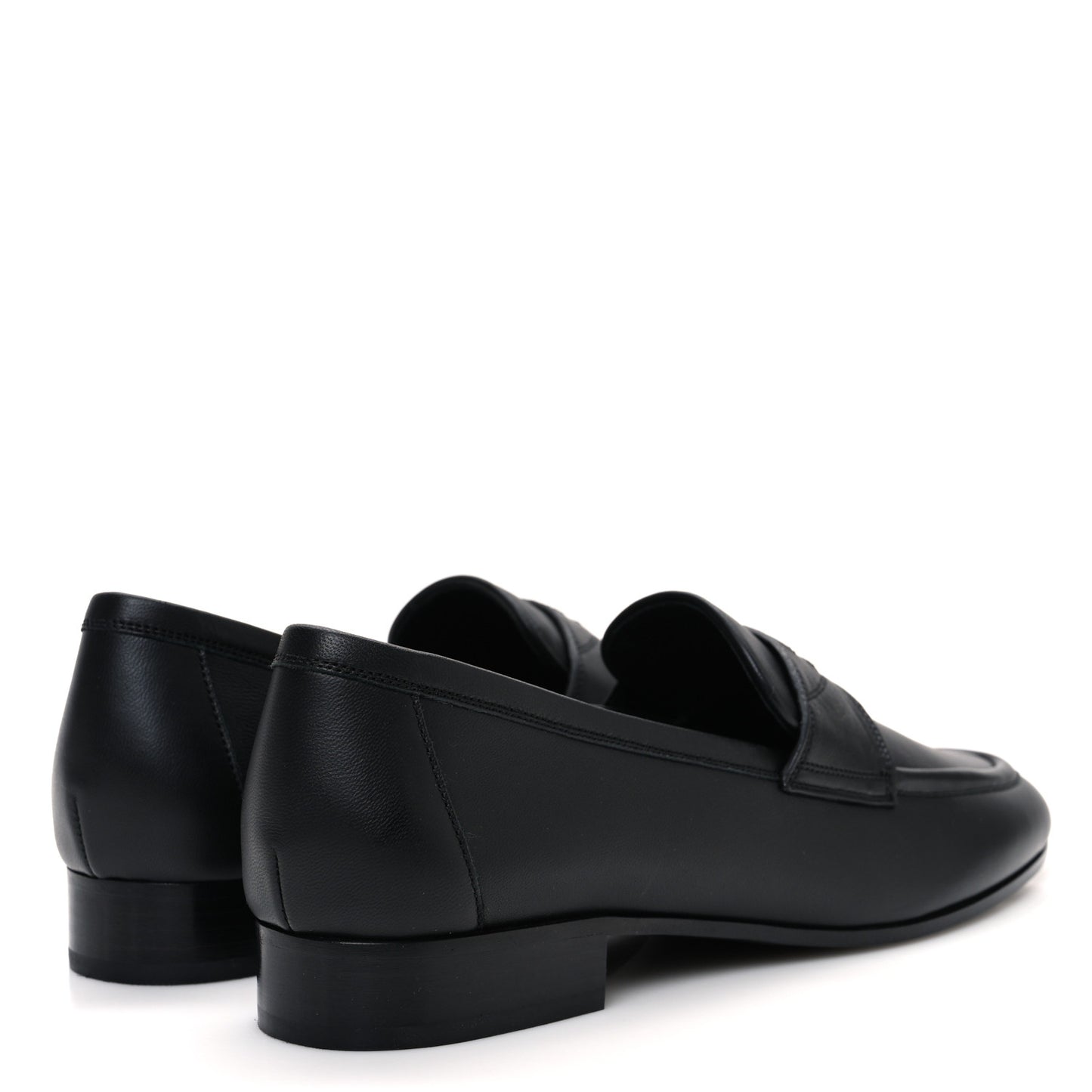 Calfskin Womens Stitched CC Loafers 38 Black