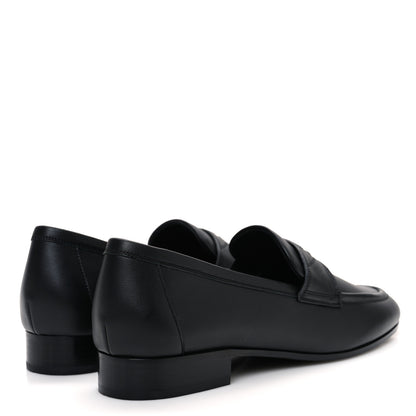 Chanel Calfskin Womens Stitched CC Loafers 38 Black 5 of 10