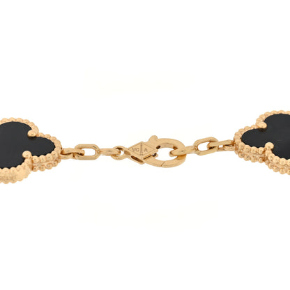 Van Cleef & Arpels 18K Yellow Gold Black Onyx 5 Motifs Vintage Alhambra Bracelet 3 of 4