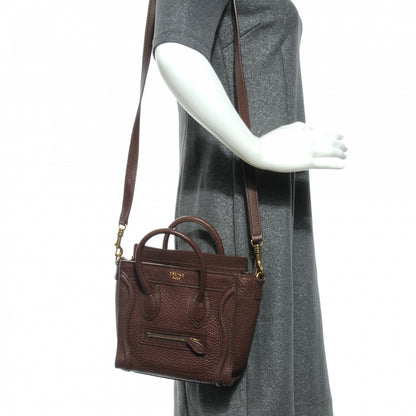 Celine Drummed Leather Nano Luggage Chocolate 2 of 8