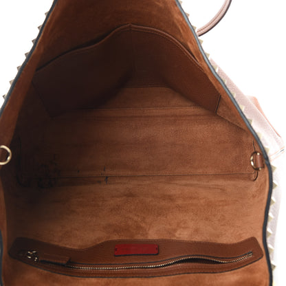 Valentino Garavani Grained Calfskin Rockstud Shoulder Tote Bright Cognac 5 of 14