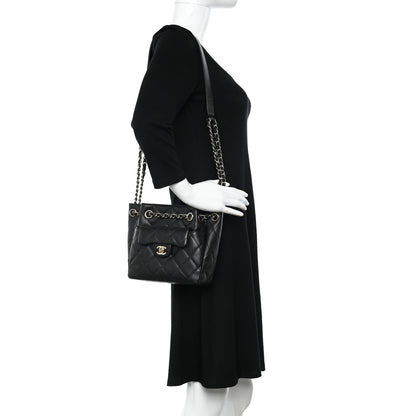 Chanel Caviar Quilted Flap Bucket Bag Black 2 of 11