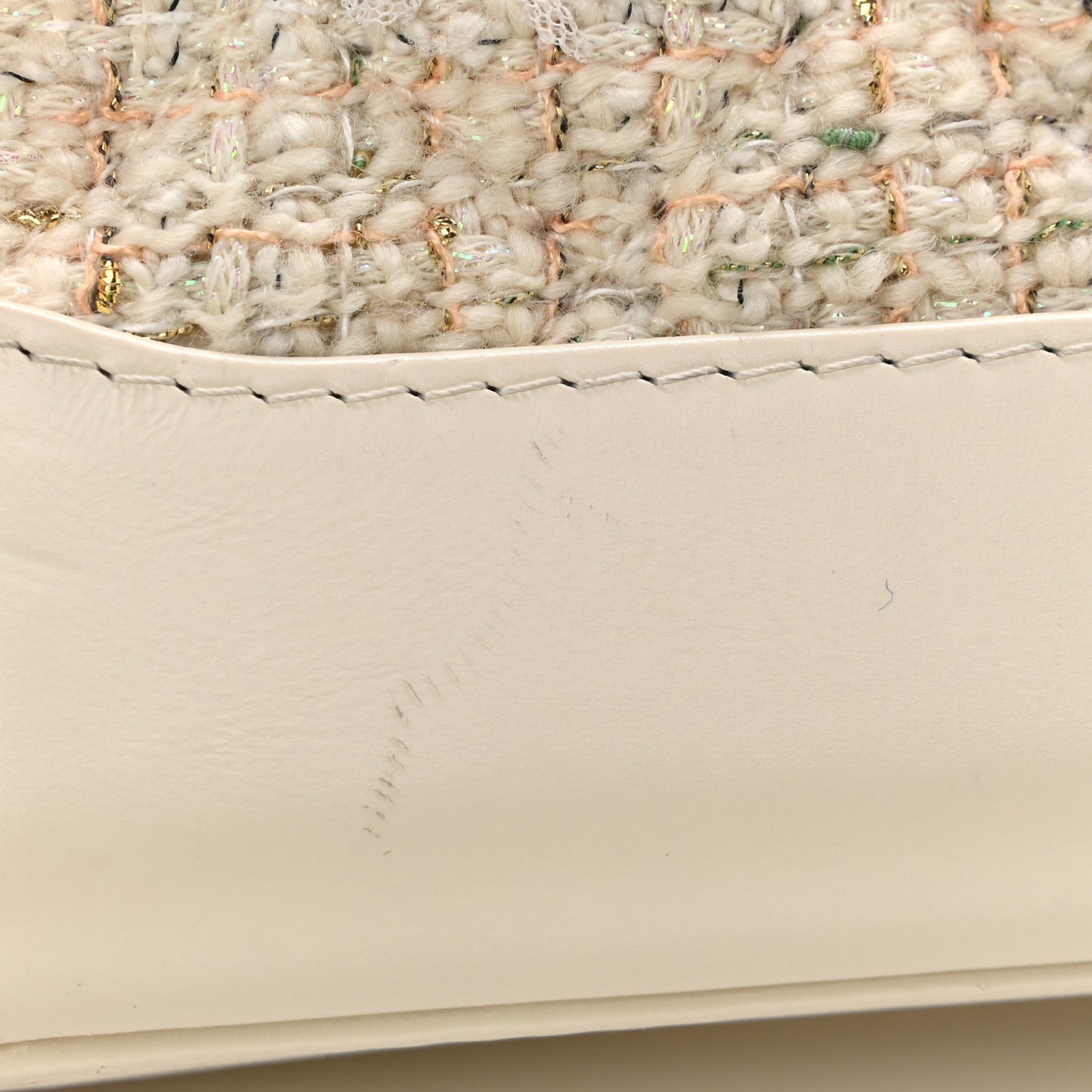 Tweed Calfskin Quilted Small Gabrielle Hobo Beige Ivory