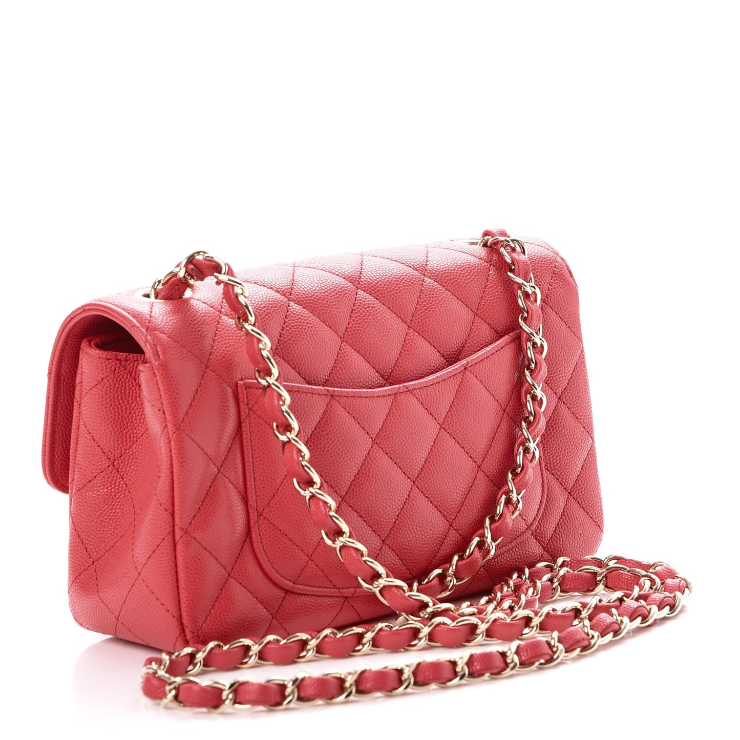 Caviar Quilted Mini Rectangular Flap Dark Pink