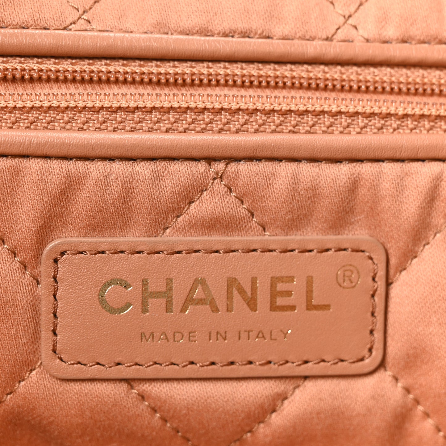 Shiny Calfskin Quilted Small Chanel 22 Beige