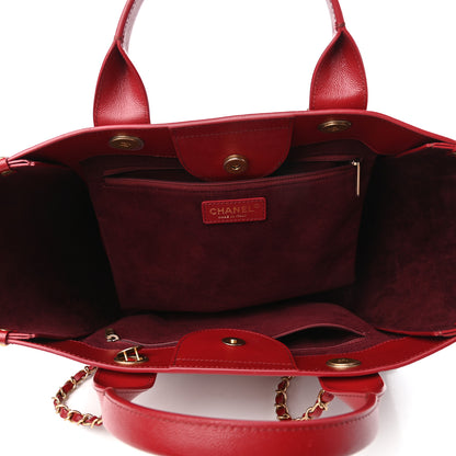 Chanel Caviar Small Studded Deauville Tote Red 5 of 10