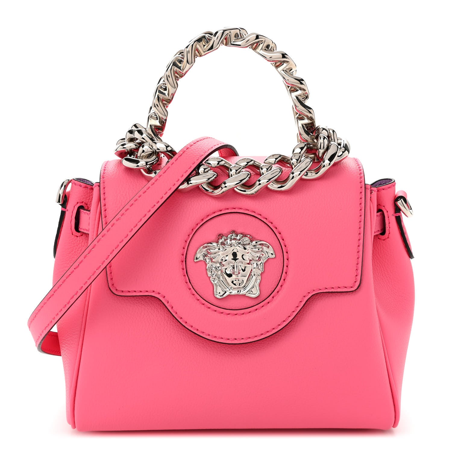 Versace Grained Calfskin Small Chain La Medusa Top Handle Bag Pink 1 of 12