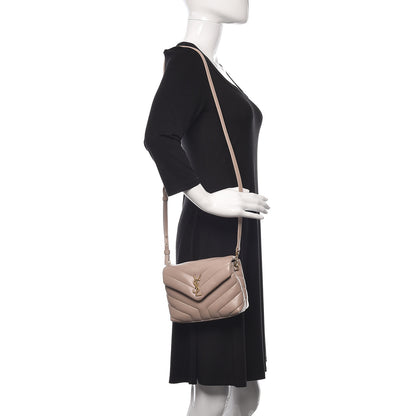 Saint Laurent Calfskin Y Quilted Monogram Toy Loulou Crossbody Bag Marble Pink 2 of 11