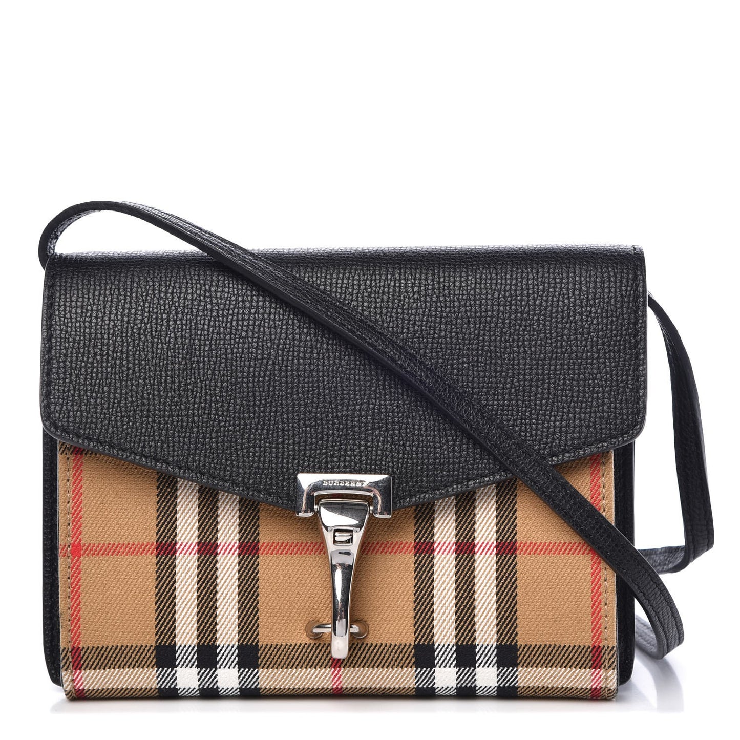 Grainy Calfskin Vintage Check Mini Macken Crossbody Bag Black